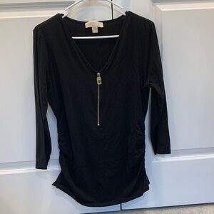 A Pea in the Pod Black Long Sleeve Zipper Top
